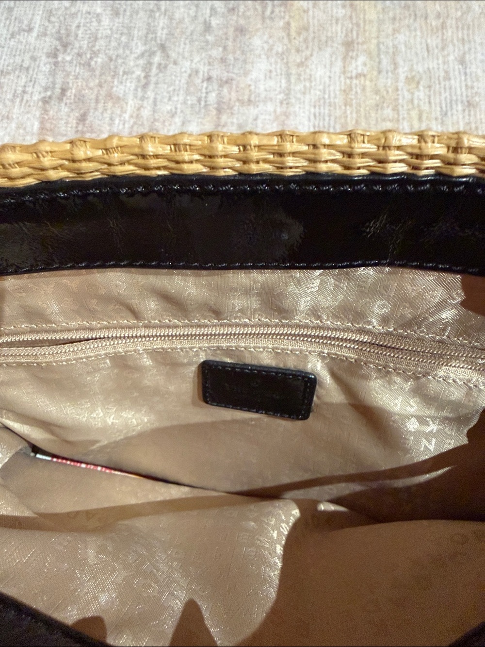 Coach Woven Stripe Tote – Black & Natural Leather Trim - Picture 8 of 8
